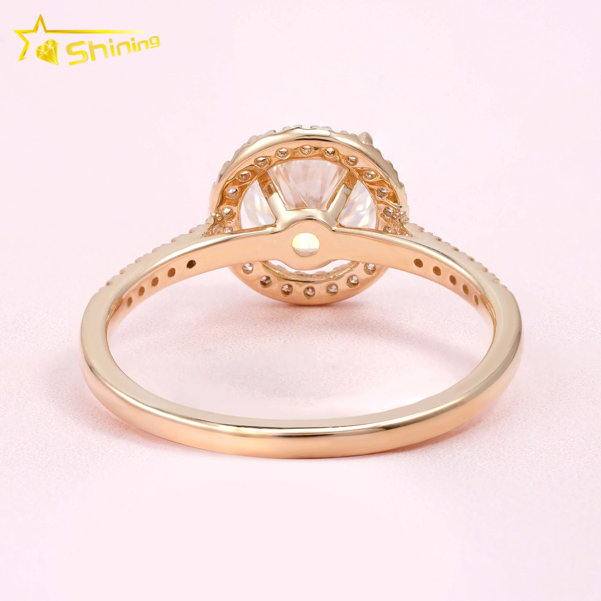 Pass Diamond Tester Classic 1ct Round Brilliant Cut VVS Moissanite Engagement Ring 10K Solid Yellow Gold Wedding Women Ring