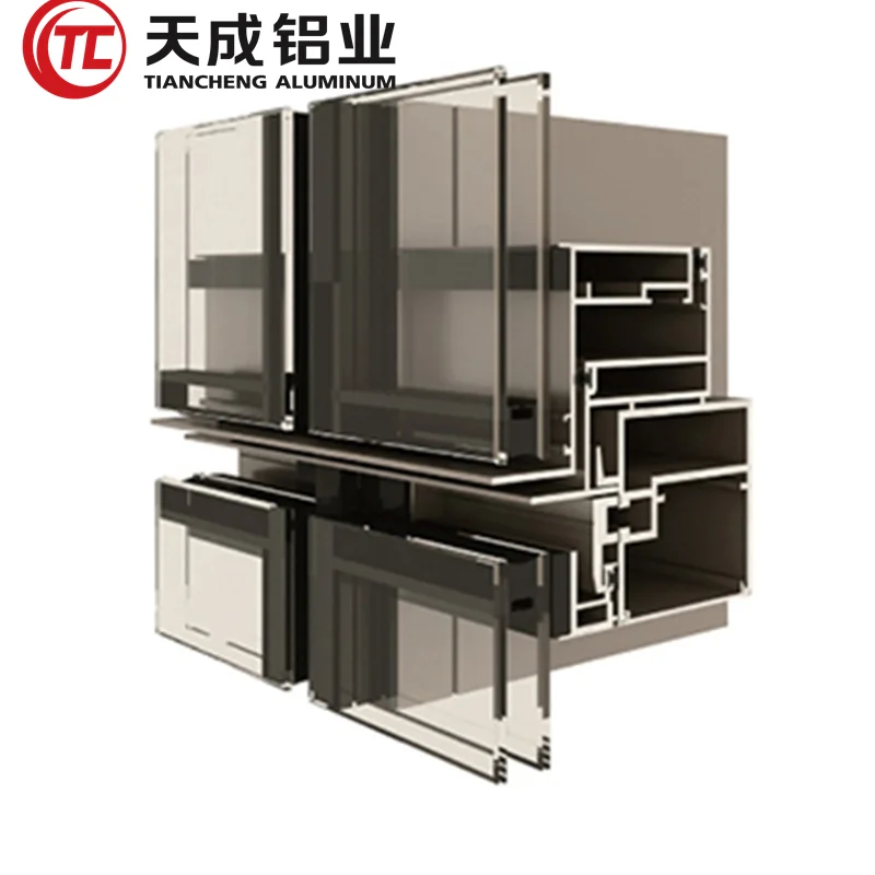 Mirror Professional Unitized System Curved Tempered Frameless Operable Aluminum Profile Curtain Wall