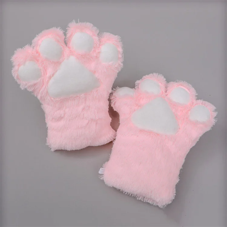 Fluffy Bear Cat Paw Gloves Plush Anime Novelty Cosplay Party Costume Glove