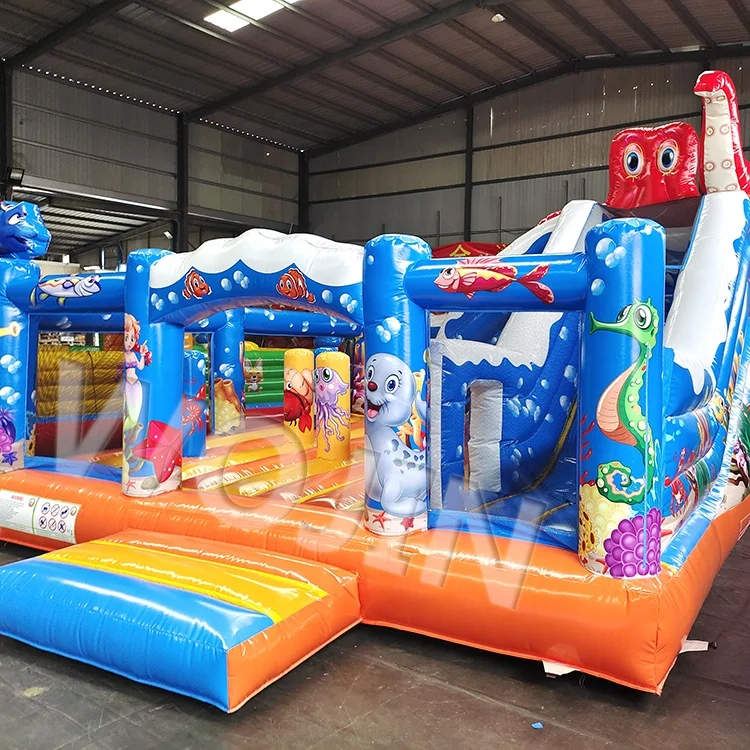 Factory Price Sea Theme Activity Play Bed Inflatable Bounce Slide Inflatable Bouncy Castle Slide Fun City
