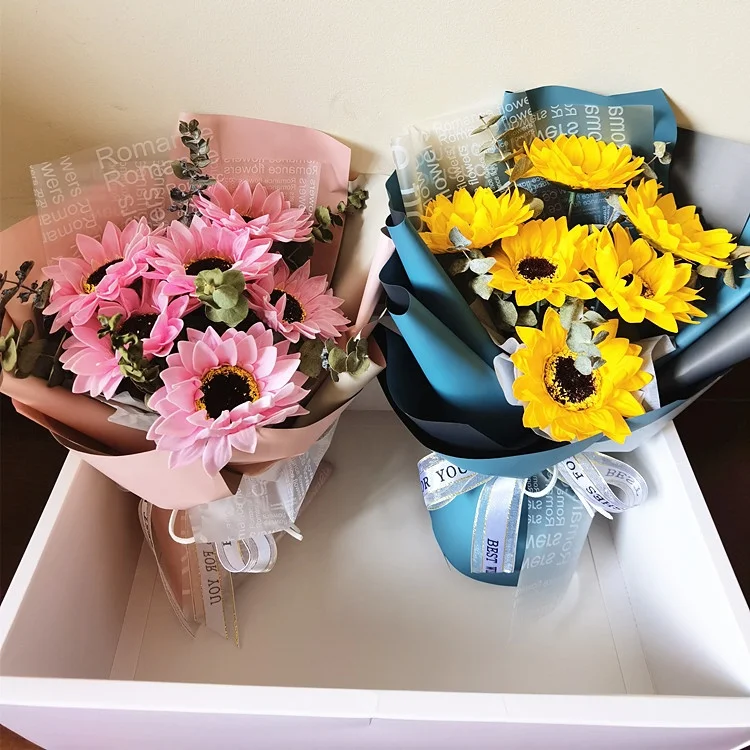 wholesale artificial flower bouquet colorful soap sunflower bouquet for for festival gifts