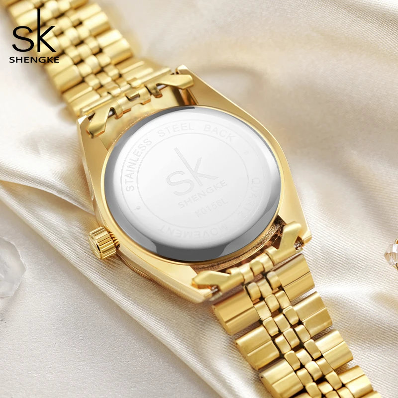 SHENGKE K0156L Пользовательский логотип вашей компании часы для женщин и мужчин мужские Роскошные наручные ремешок аналоговые роскошные женские золотые дам
