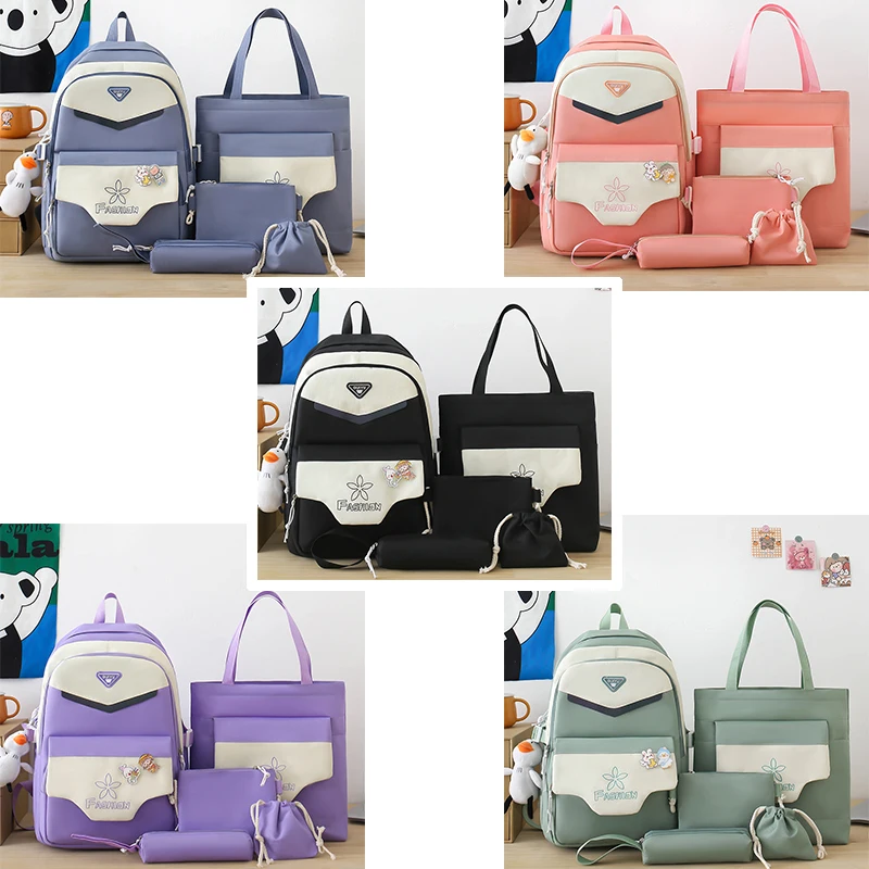 2023 fashion design GUIYU school bag backpack 5pcs in 1 set knapsack handbag rucksack for girl and boy with mesh pocket