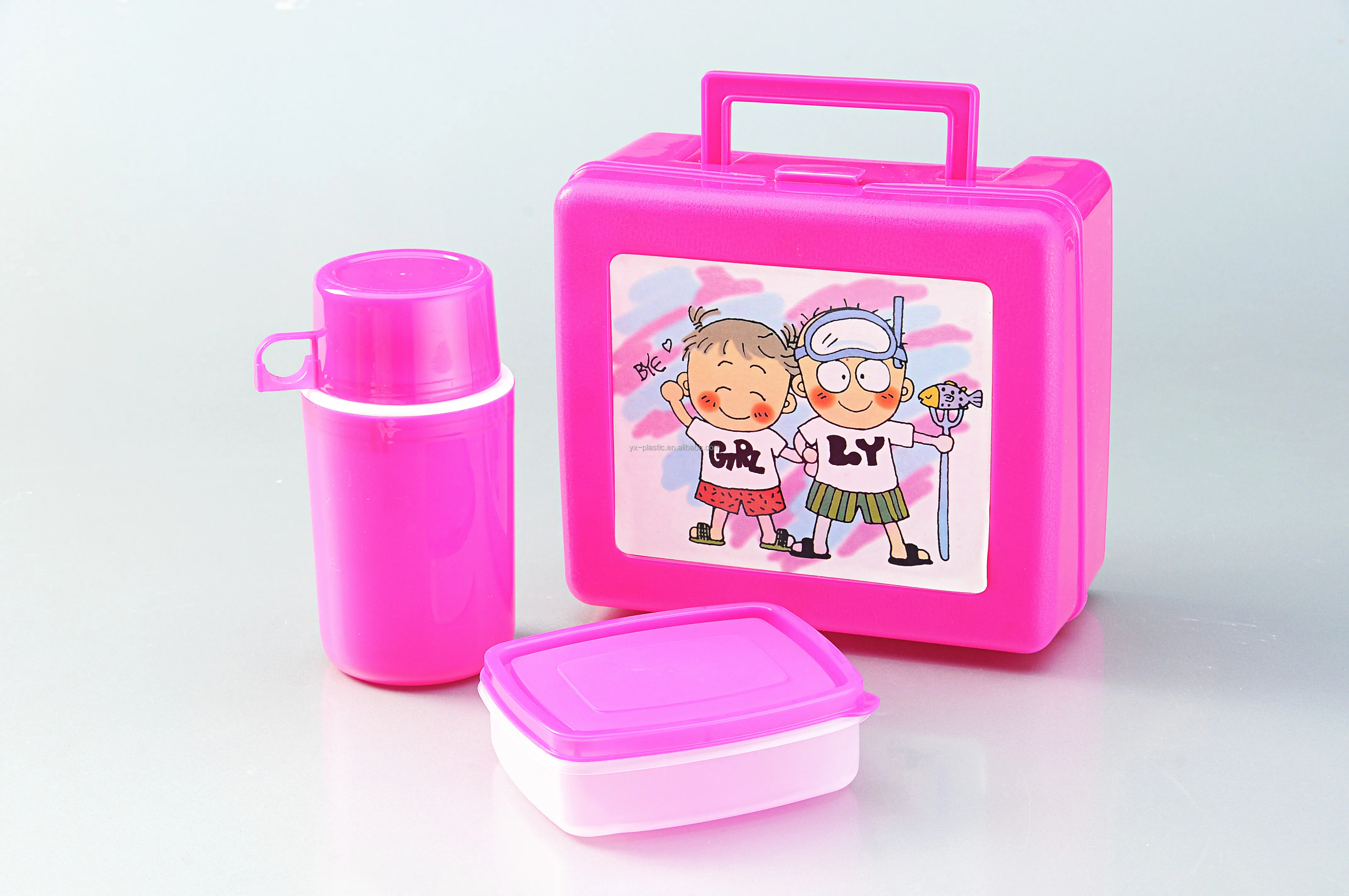 plastic food container with handle container with water bottle and  lunch box
