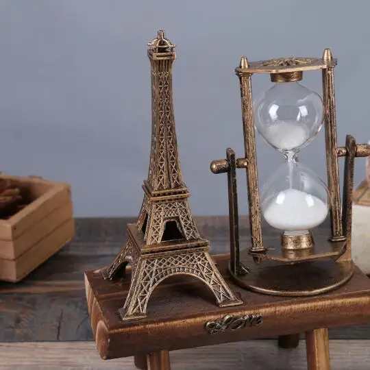 Creative Home Office Decoration Vintage Decoration Paris Tower Hourglass Resin Crafts