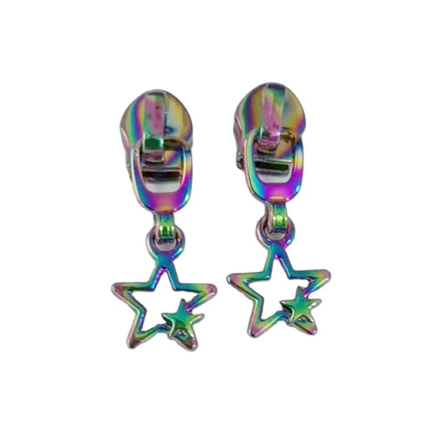 H1051 double star rainbow nylon zipper pull
