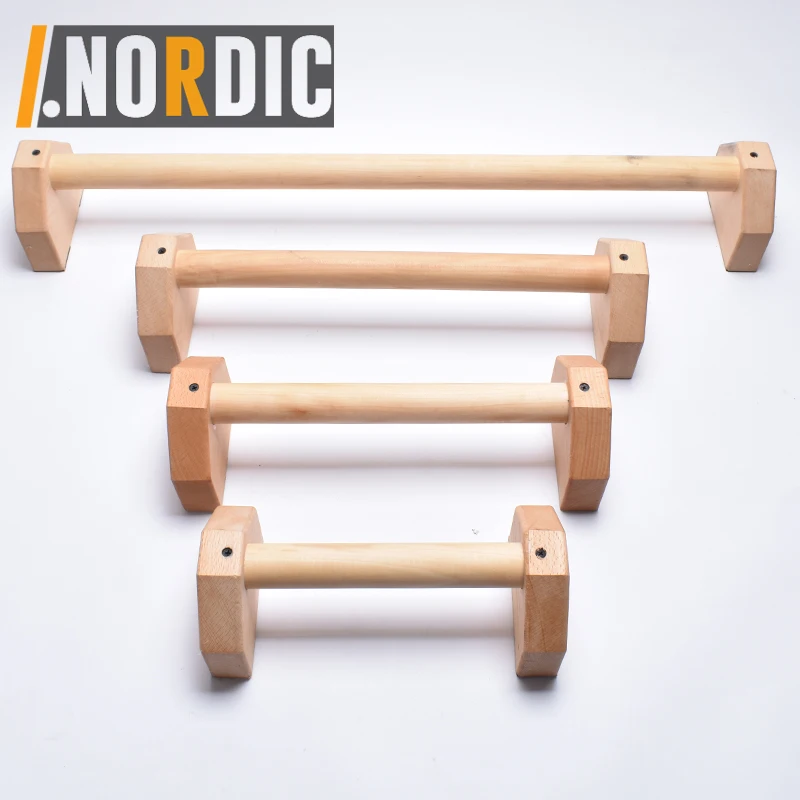 Wood Parallettes Bars Dip Stands or Push Up Stand for Crossfit and Gymnastics with Anti-slip Rubber Feet
