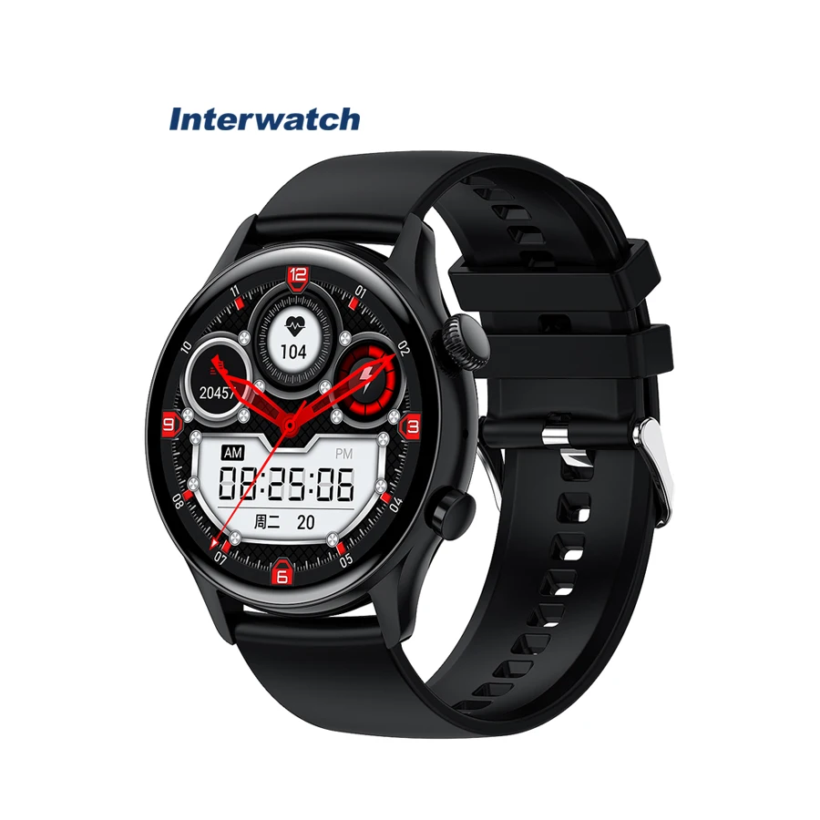 Interwatch W1 Android OS IP68 black AMOLED 1.36 inch full screen touch magnetic charging message push android smart watch