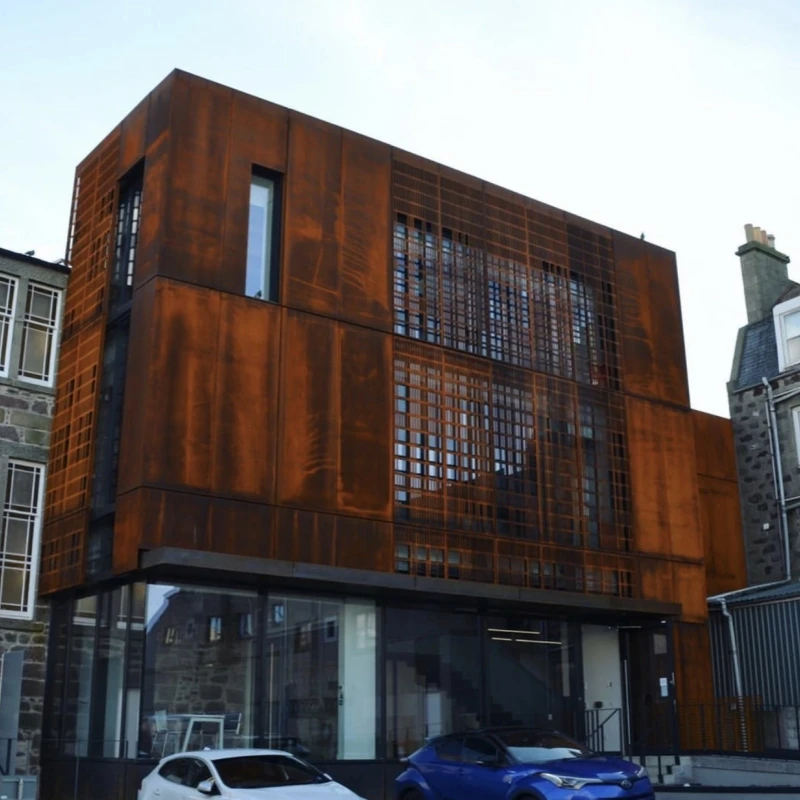 Laser cut corten steel perforated curtain wall cladding natural rust decorative cladding panels for hotels Building