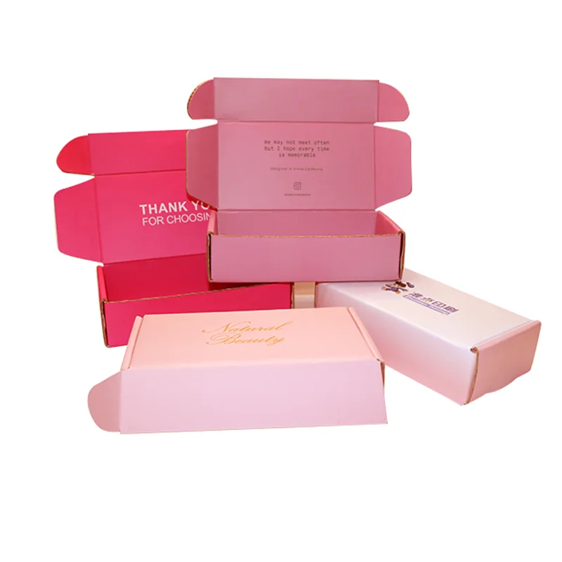 Custom logo pink shipping box for dress shoes cartoon Folding mailer Box