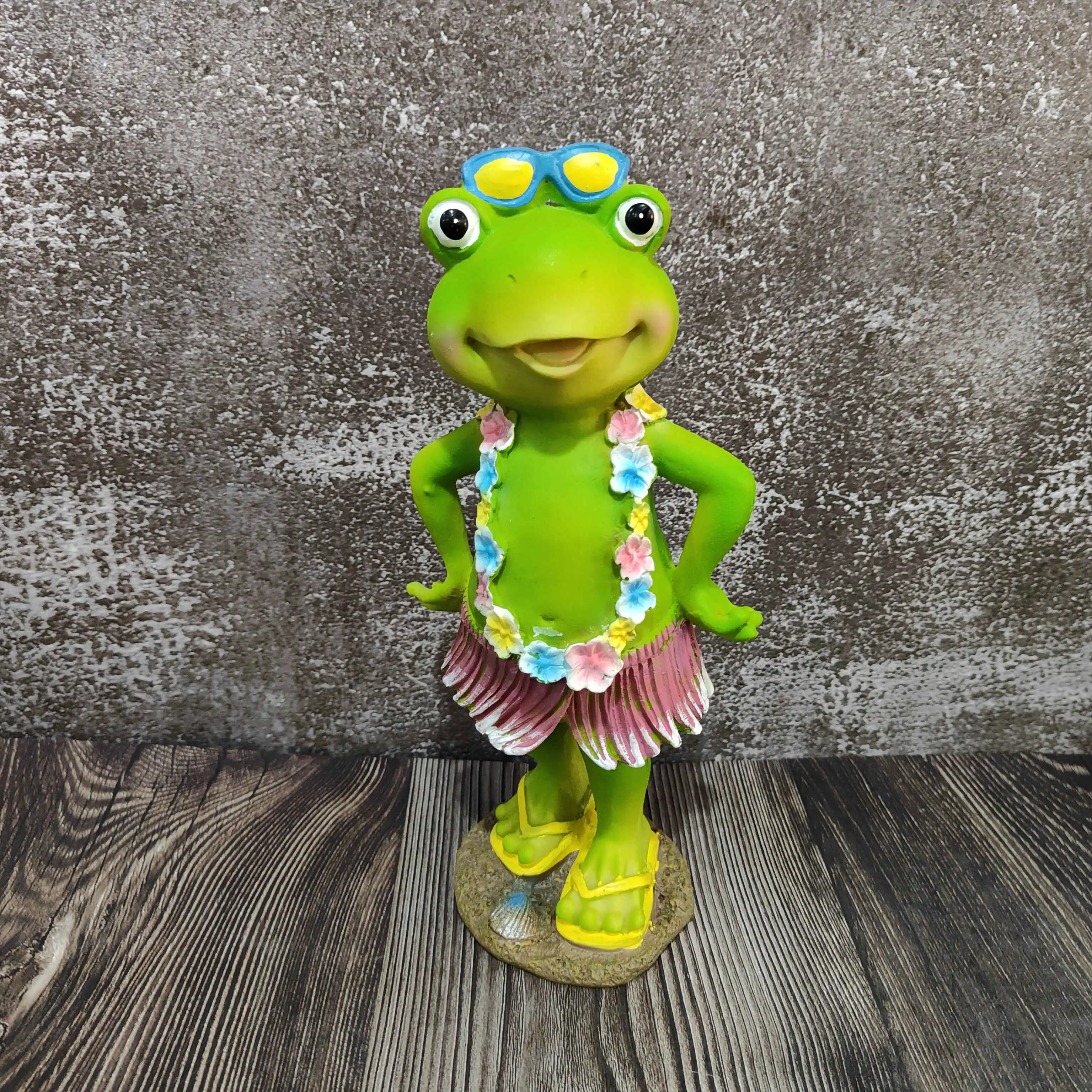 Симпатичная лягушка полирезиновые художественные скульптуры украшение для дома статуэтка животного Гавайский стиль декоративные полимерные статуэтки
