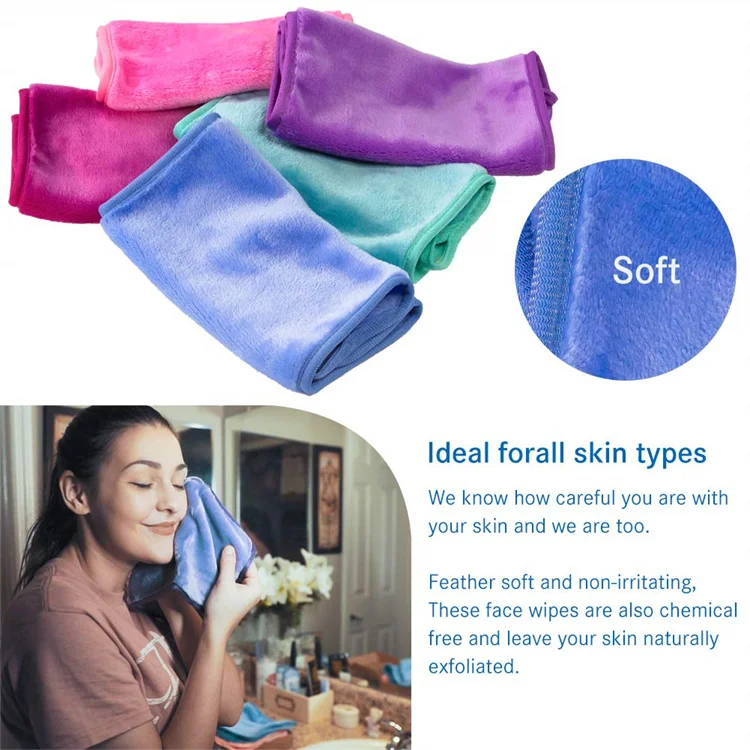 Hot selling Reusable Microfiber Makeup Remove Face Towel Makeup Remover Cloth