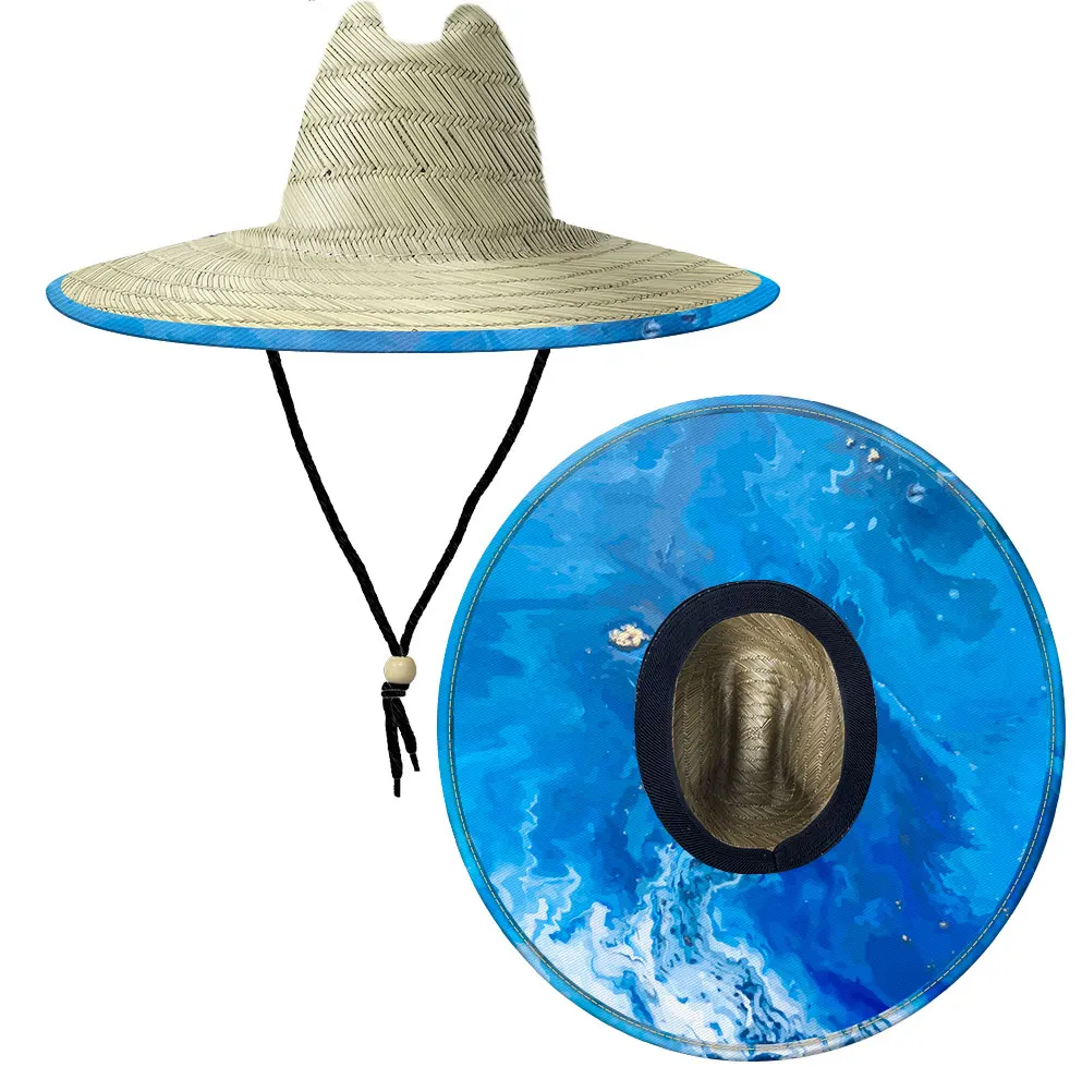Wholesale Color Sun-proof Mexico Sombrero Custom logo Wide Brim Mat Grass Lifeguard Straw Sun Hats