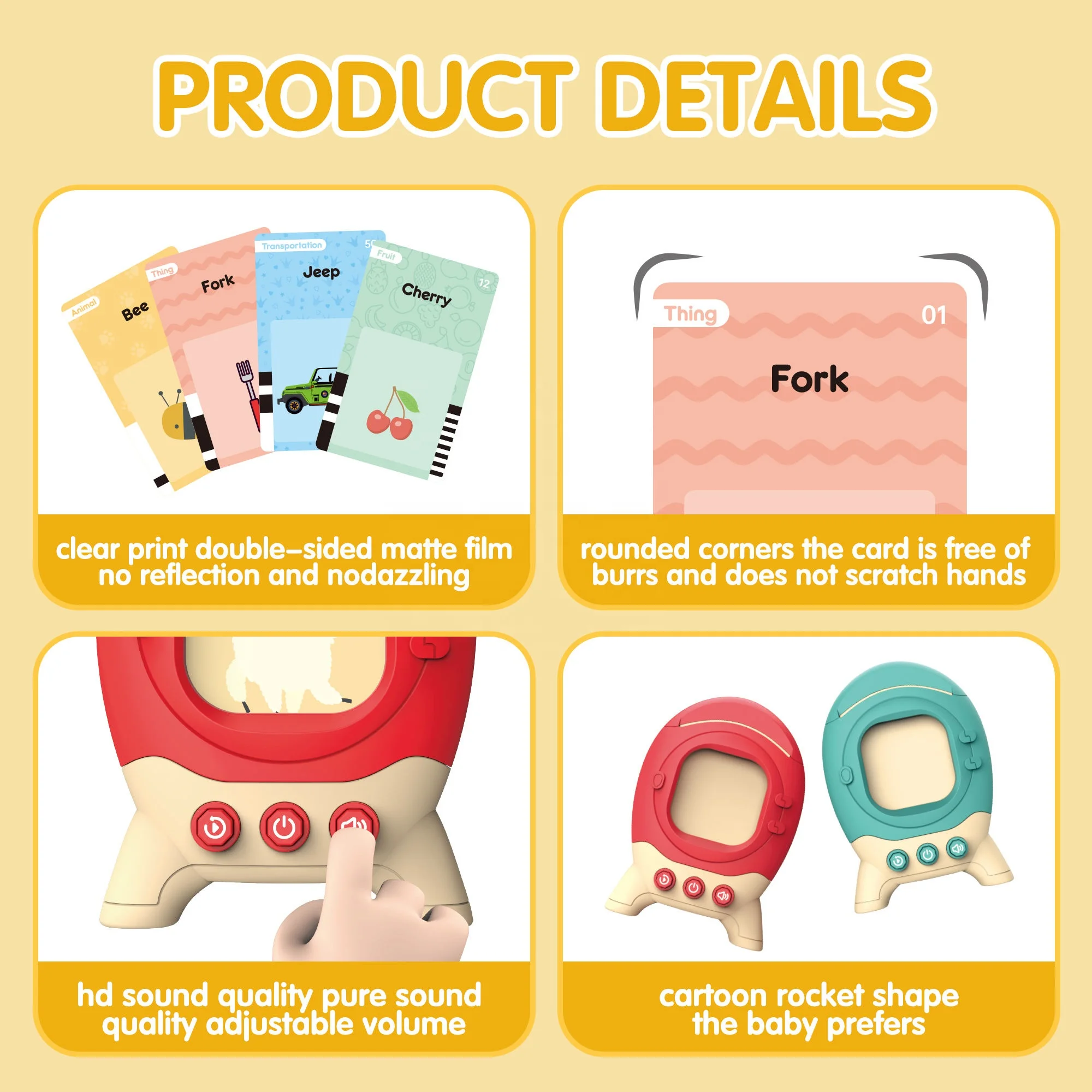 New Early Educational Toys Baby Talking Rocket Flash Cards 120pcs Kids English Language Learning Machine Tools Sets Toy For Kids