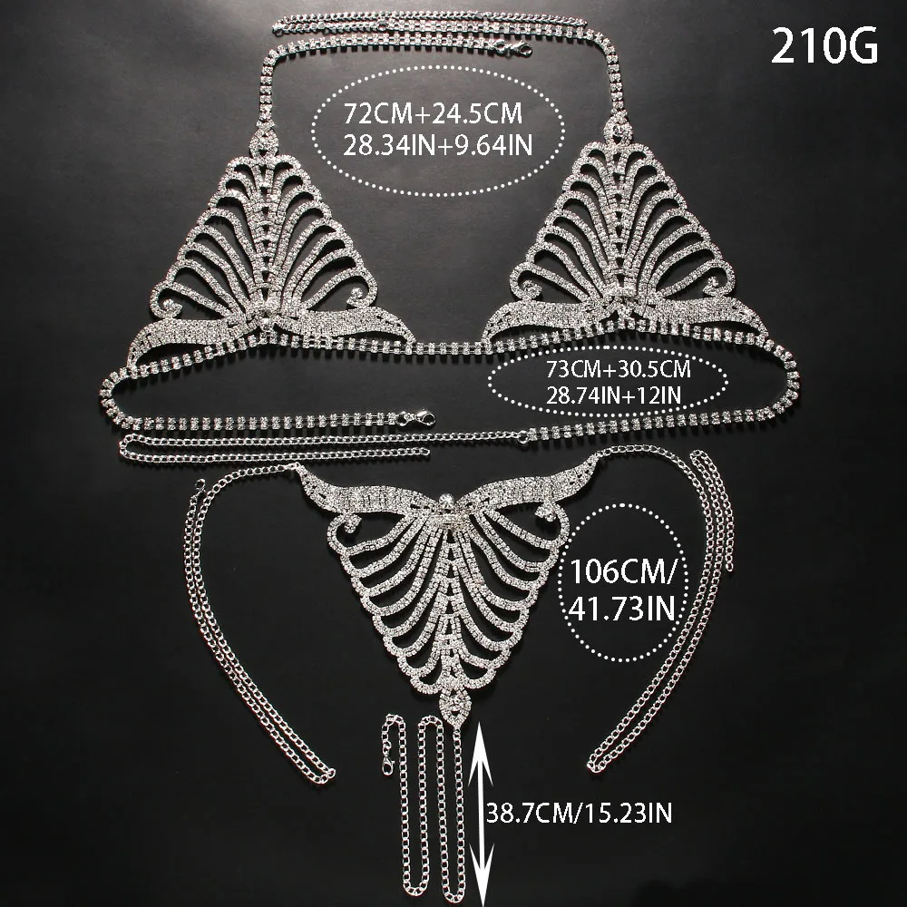 Designer Fashion Brand Bikini body chain Color Diamond Double Bikini body chain  Women Wedding Party Luxury designer Jewelry