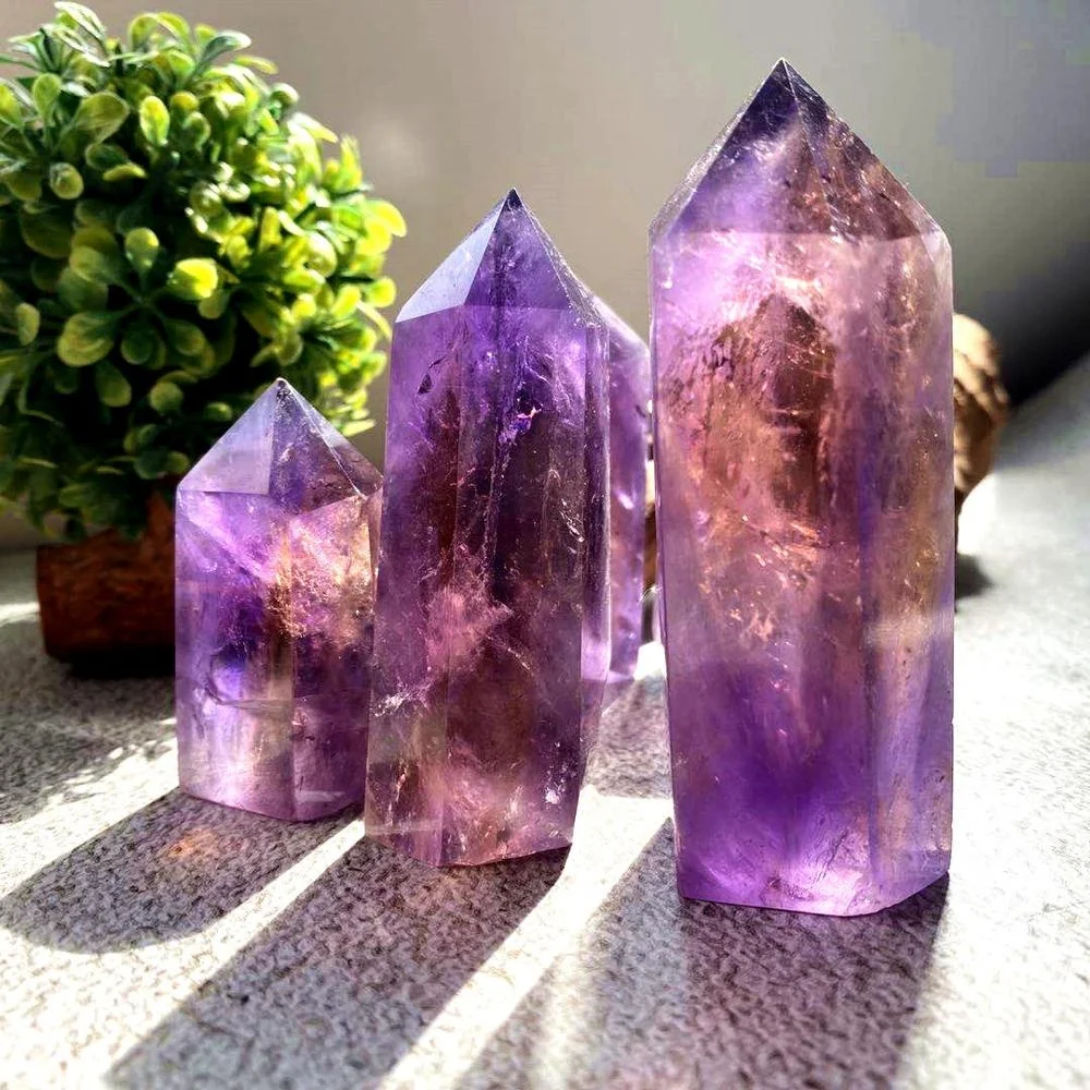 Hot Sale Natural Folk Crafts Crystal Quartz Tower Hand Carving  Reiki Gemstone Wands Ametrine Point for Healing