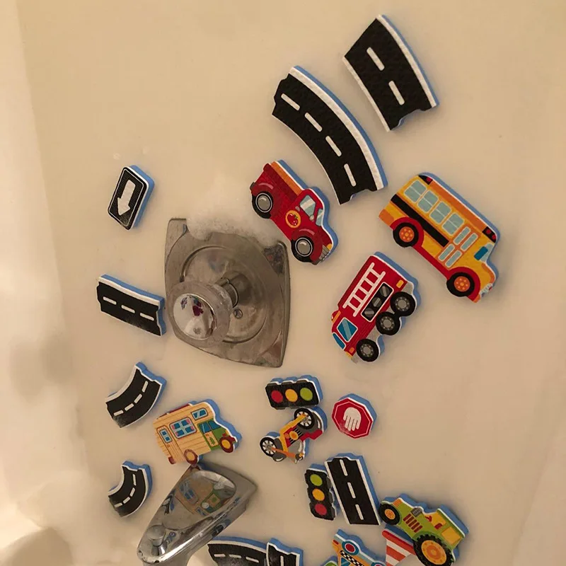 38-Piece EVA Baby Train Bath Wall Stickers Customizable Floating Fun Toy for Splashing in Bath Pool Cartoon Style