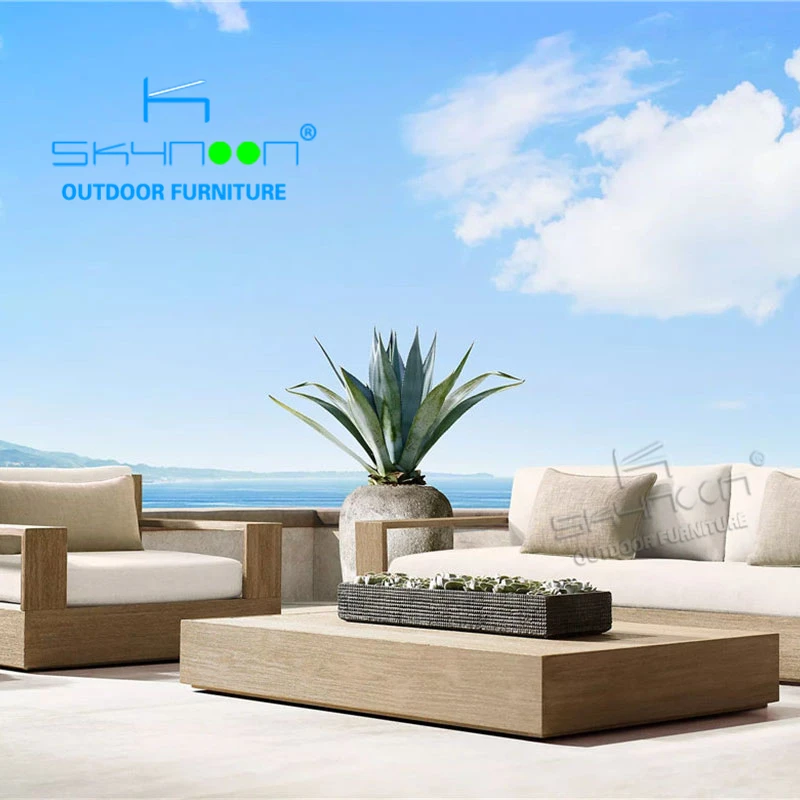 Modern luxury outdoor furniture teak living room villa patio garden sofa customizable all-weather teak outdoor sofa(T48002B)