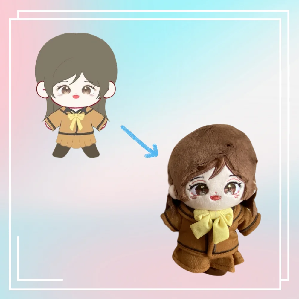 Cute 5mm Minky Fabric long fur hair 15cm Custom Plushie Doll