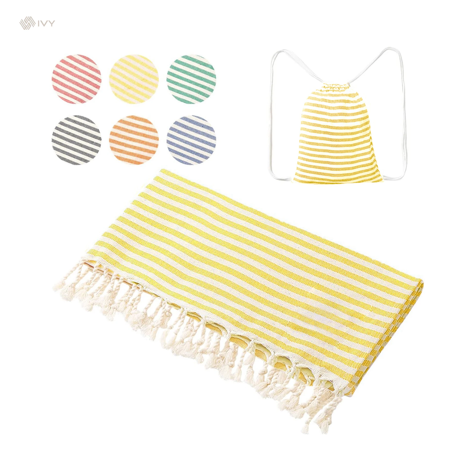 Turkish Beach Towel 100% Cotton Beach Towel Terry Microfiber With bag