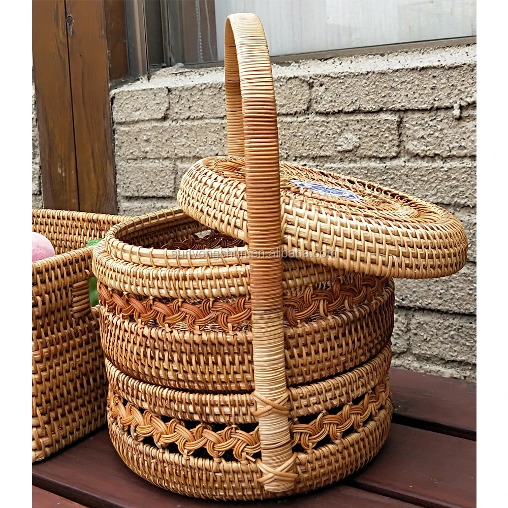 Плетеная корзина для пикника из ивы с ручкой