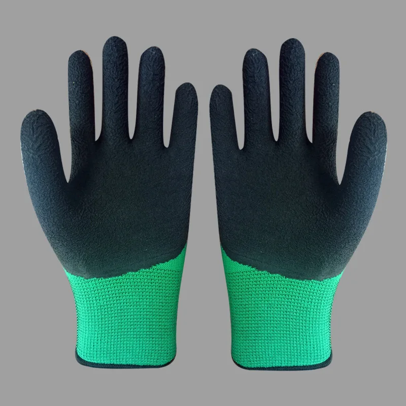 Latex foam gloves dipped thickened work protection site workers hanging rubber breathable gloves