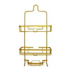 Manufacturers Supplies Gold Aluminum Metal 3Tier Hanging Portable Kitchen Corner Shower Caddy Storage Holder with Suction Cup
