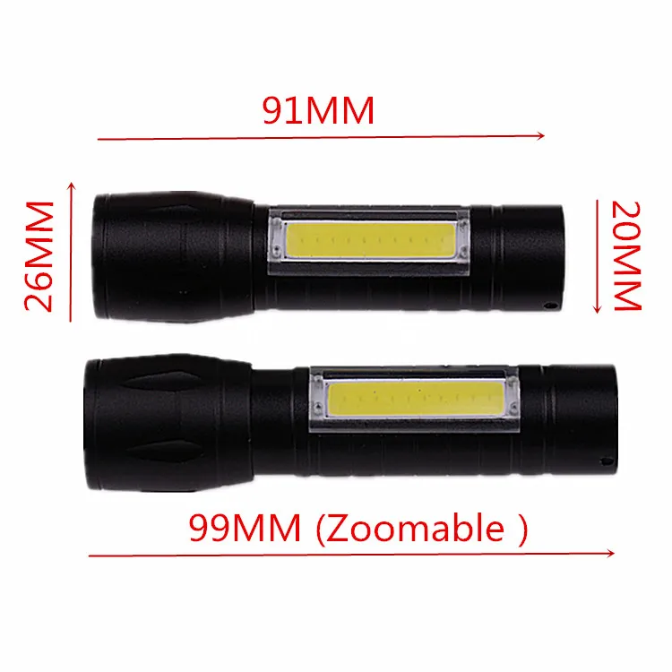 Portable Small Pocket Mini Q5 Spotlight Flashlight,Side COB FLood Light USB Chargeable Focus Reading Led Light for Hiking
