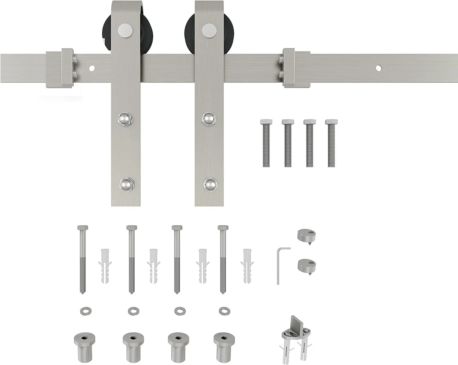 Double Glass Barn Door with Installation Hardware Kit and Handle