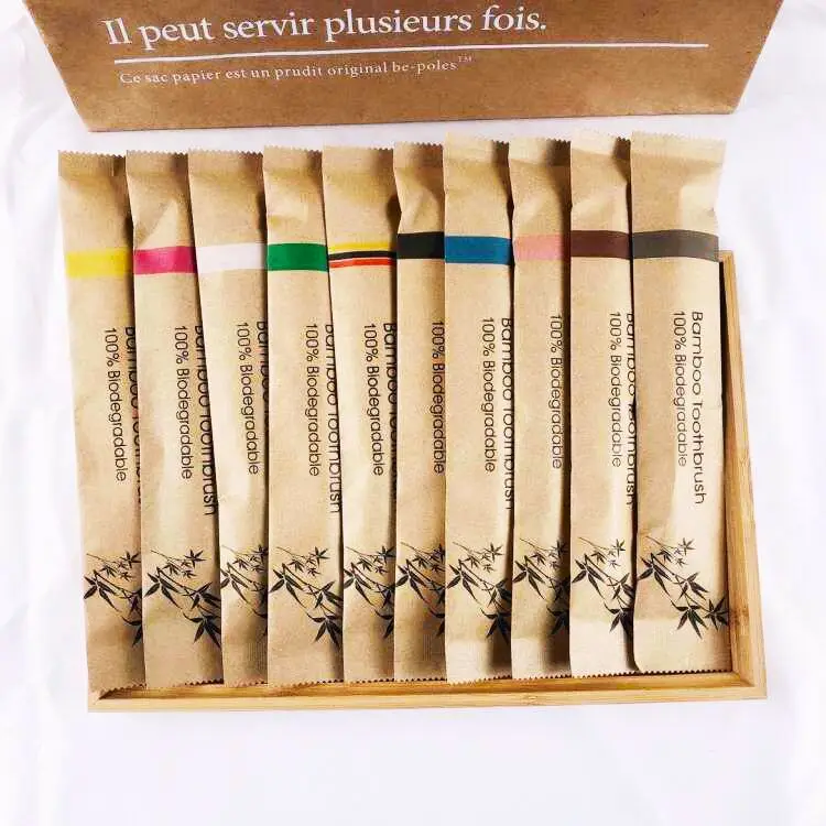 Бамбуковая зубная щетка 100% переработанная биоразлагаемая Экологически чистая бамбуковая трубка для путешествий