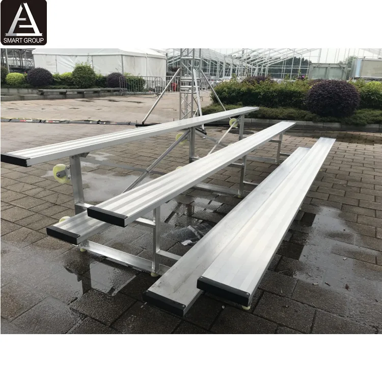 Indoor Gym Tip-N-Roll Bleachers 3 Row 15 Seat Aluminum Bleacher  For Basketball Court