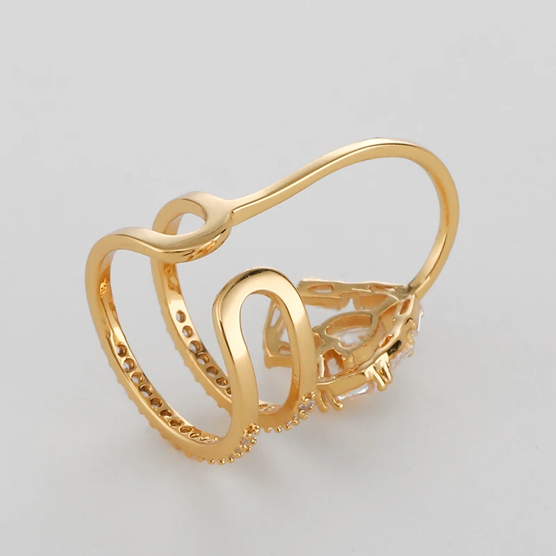 18k Gold Brass Ring AAA cubic zircon crown rings crown shaped gold fingertip nail ring For Women manicure protective