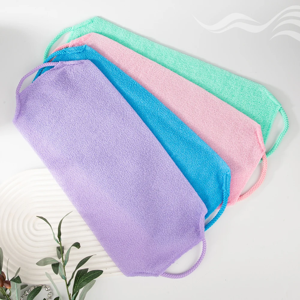 Double-sided Body Exfoliating Washcloth Bath Shower Strap Gentle & Deep Exfoliation Nylon Bath Belt Body Scrubber For Shower