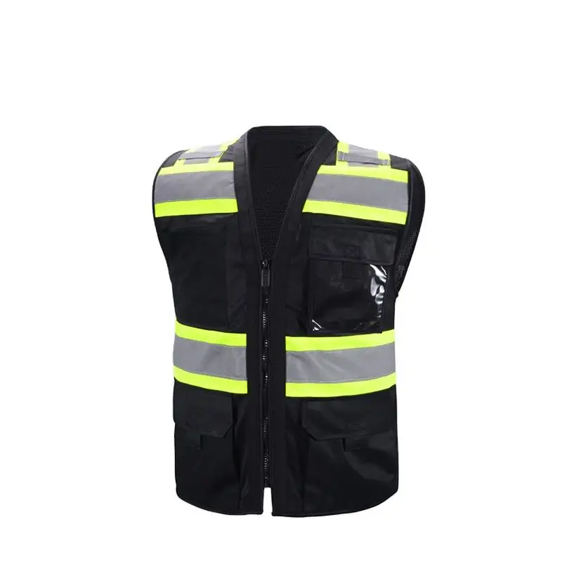 Light Reflection Vest Survival European Safety Level Certification Black High Visibility Reflective Vest