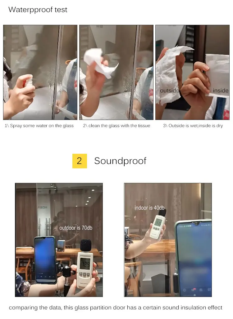 Stack Waterproof Soundproof Residential French Sliding Bi Folding Door Curtain Malaysia 8mm Frameless Folding Glass Patio Doors