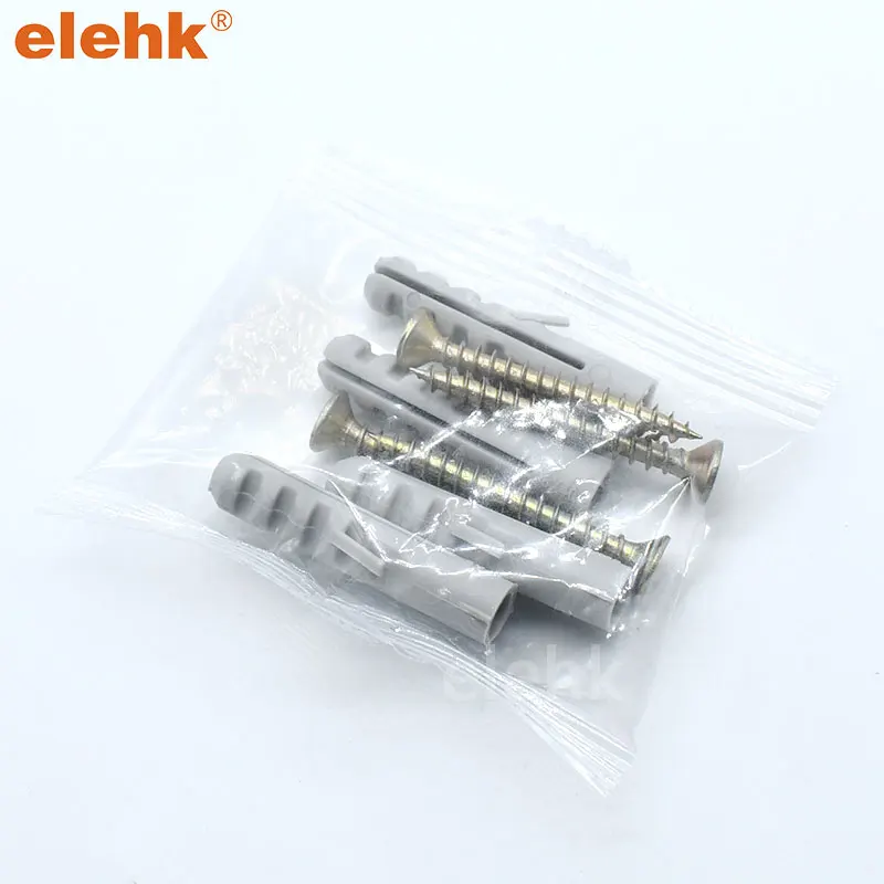 Elehk Factory Wholesale M5 M6 M7 M8 M10 Plastic wall plug PE PA plastic Anchor and screws Kit with 4pcs in opp bag