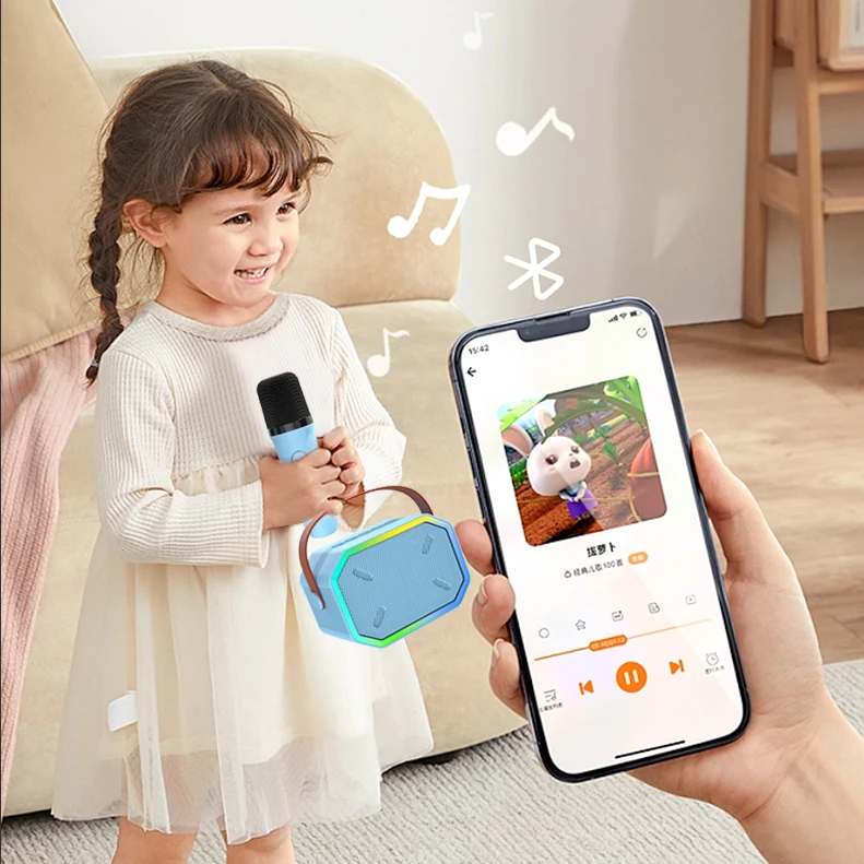 Bluetooth small mini wireless portable  stereo bt led light  speaker system originais commicrophone dinamic karoake nyne vibe