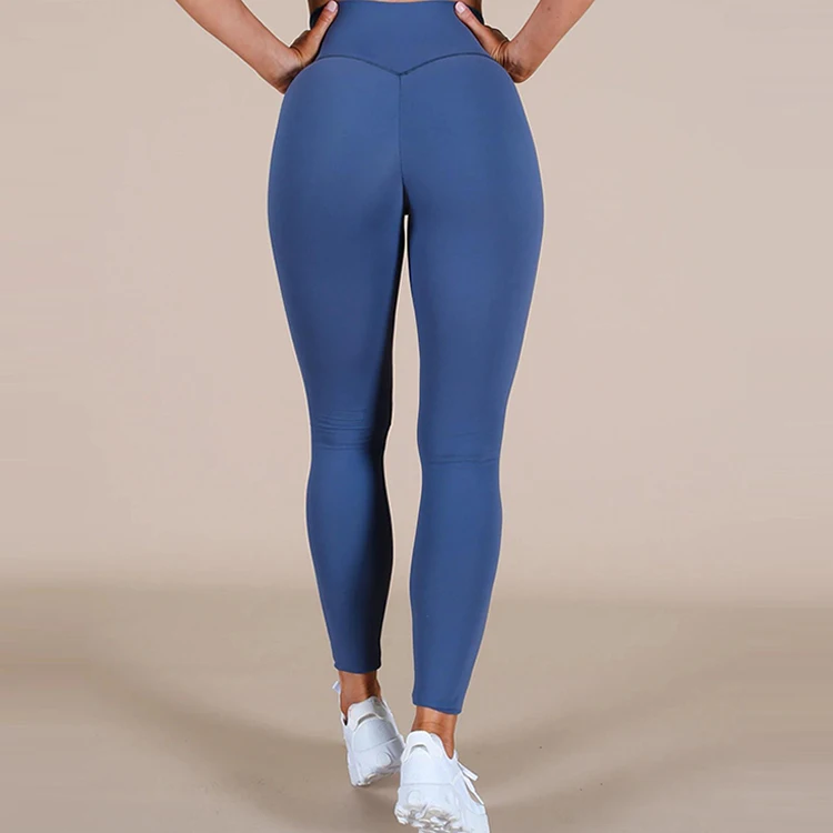 2023 Tummy control butt lifting no front rise seam high compressive gym sport workout basic yoga pants tight leggings for women