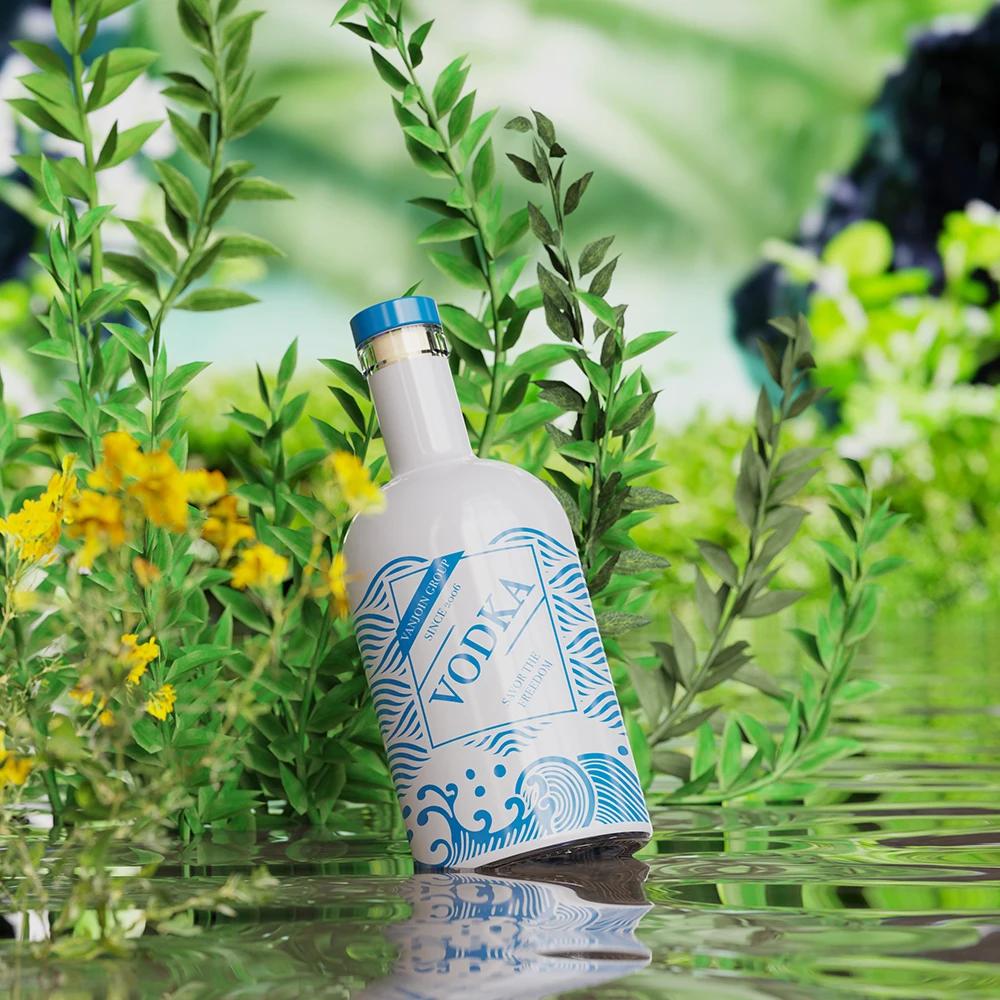 Wholesale Customized Shrink Film Label Wedding Glass Wine Bottle for Whiskey Brandy Tequila Bottle Cork Lids