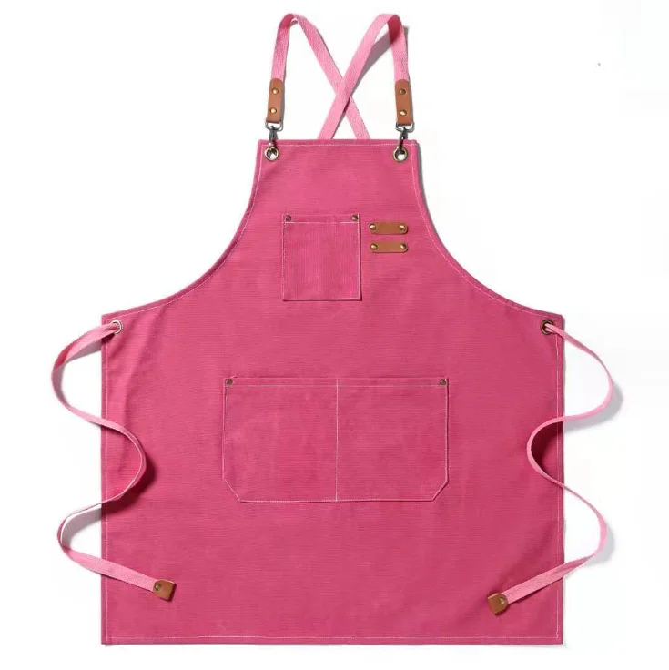 Custom Waterproof Oil-proof 100% Cotton Canvas Cooking Kitchen Aprons For Men