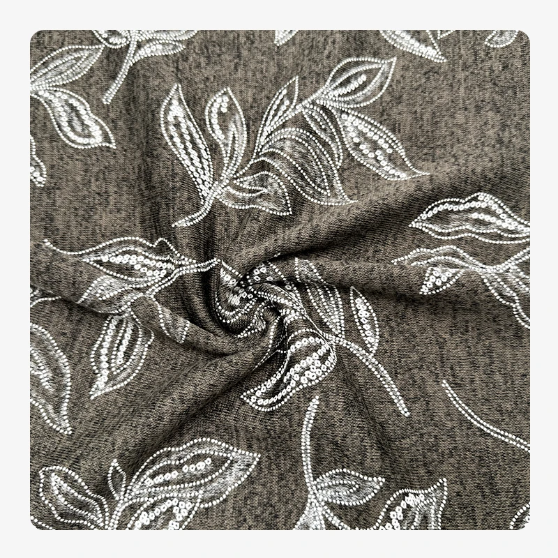 Wedtex Fabric Factory Custom Leaves 3D Textured Embossed Polyester Spandex Jacquard CEY Cutting Fabric for Garment Dress