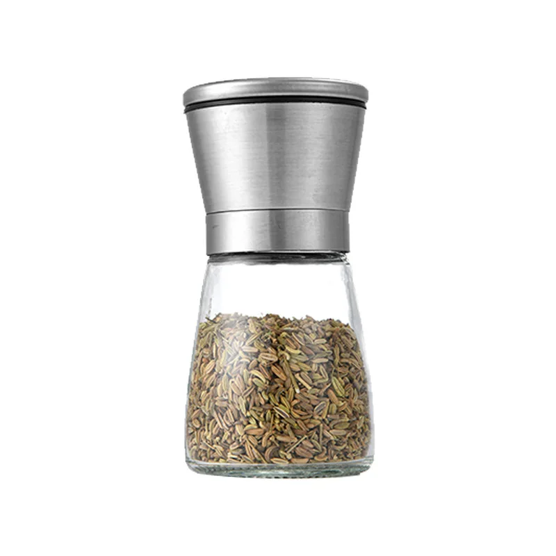 180ml 200ml Portable Empty Transparent Restaurant Kitchen Glass Salt and Pepper Grinder