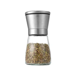 180ml 200ml Portable Empty Transparent Restaurant Kitchen Glass Salt and Pepper Grinder