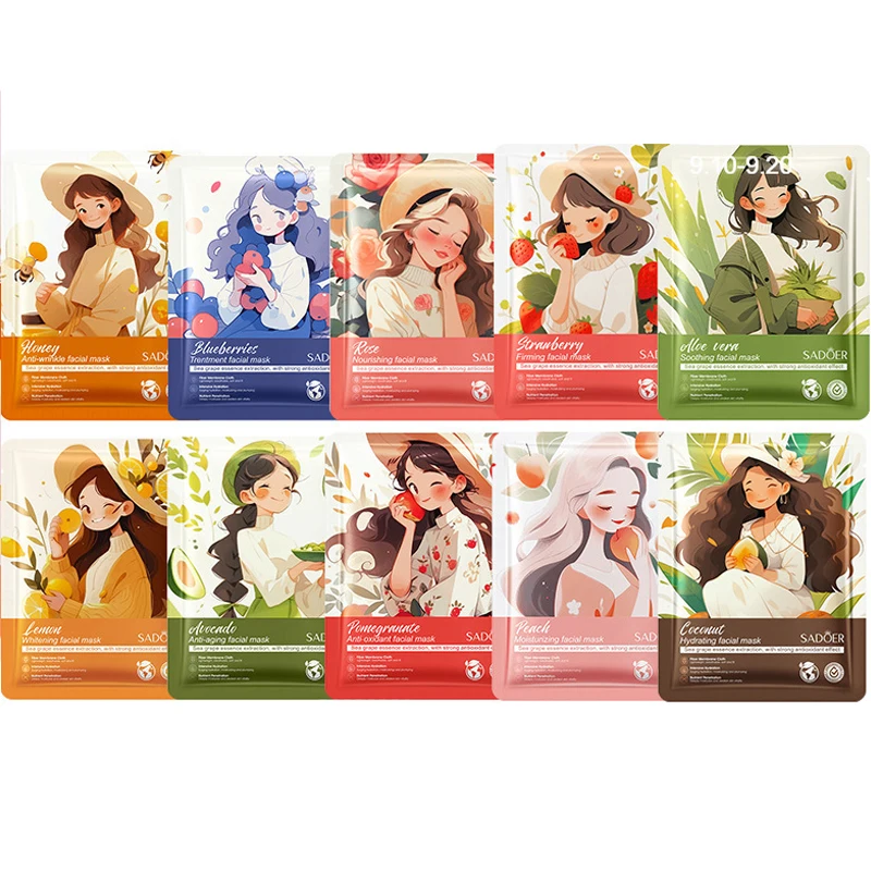 OEM SADOER Private Label skin care soothing firming honey facial mask peach VC fruit korean facial mask