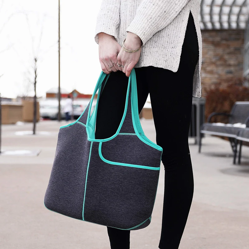 Custom Logo Neoprene Soft Tote Bags Purse and Handbag For Women Travel Shopping Large Capacity Totebags Luxury Shoulder Bags