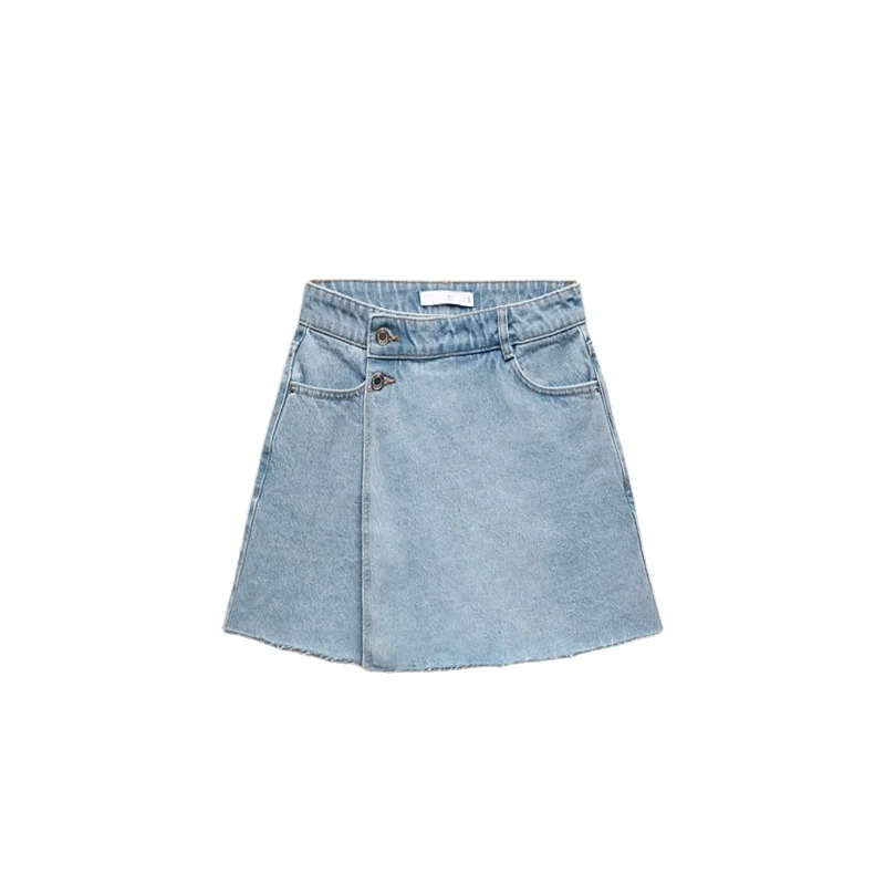 Wholesale Custom High Quality Casual Outdoor Fashion Pure Color High Waist Denim Skort For Women