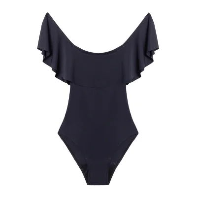 Word Shoulder Strapless Triangle Lotus Leaf Scollop Swimsuit Lady Period Sexy Menstrual one-one Swimsuit