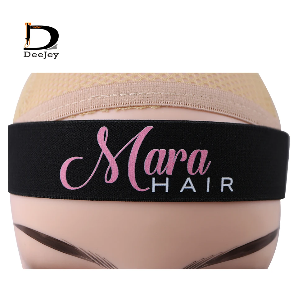 All over Logo Adjustable Custom Elastic Band for Lace Hair Lace Melt Band Designer Elastic Bands for Wig