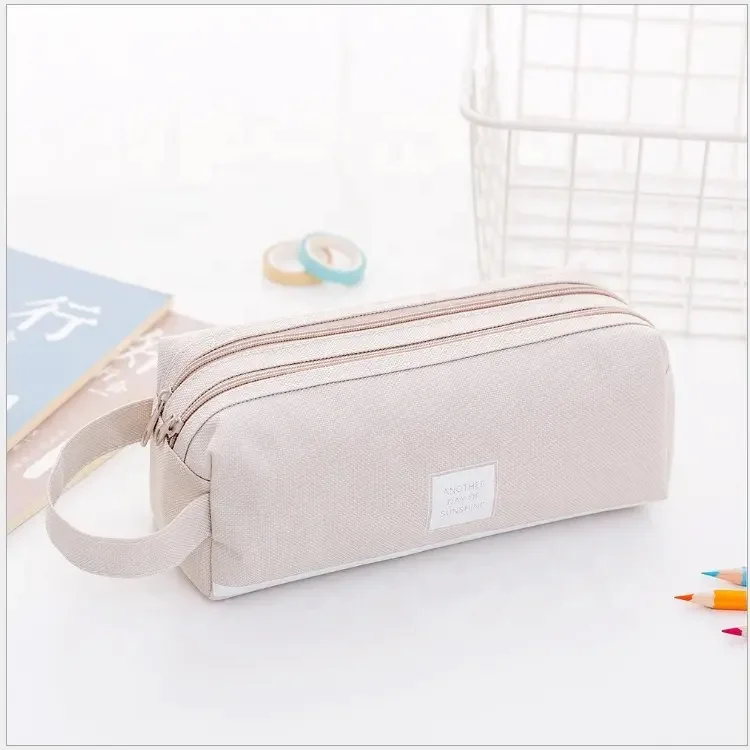 Double-Layer Pupil Pencil Case Large-Capacity Pencil Bag With Handle Oxford Clothes Design Zipper Pencil Pouch Case Bag
