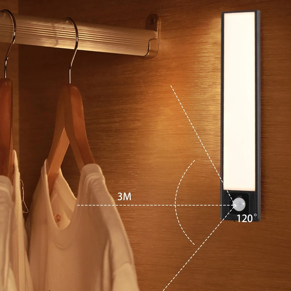Ultra-thin Three colors in one Rechargeable LED closet Light Stepless dimming CCT adjustable PIR Motion Sensor led Cabinet Light